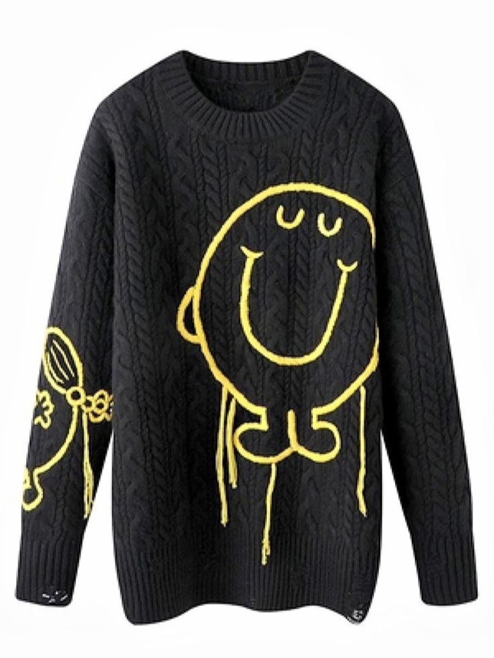 MO&Co. Women Black & Yellow Graphic Sweater